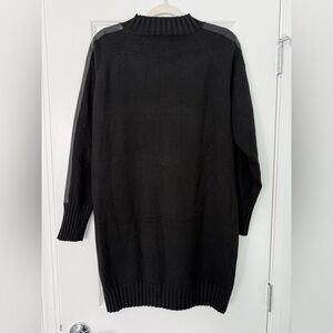 Evereve John & Jenn Black Leather Detail Sweater Dress Size Medium NWT New